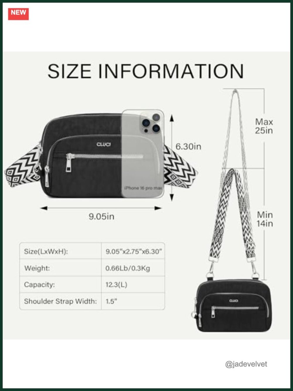 Anti Theft Crossbody Bag Water Resistant Nylon RFID Travel Purse - Picture 4 of 6